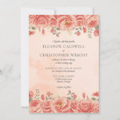 koraal Roos Waterverf Perzik Boho Wedding Kaart (Voorkant)