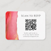 Koraal Roze Abstract QR Code Bruiloft Informatiekaartje (Voorkant)