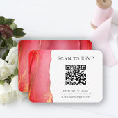 Koraal Roze Abstract QR Code Bruiloft Informatiekaartje