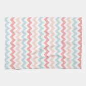 Koraal, Roze, Blauwe Chevron Theedoek (Horizontaal)