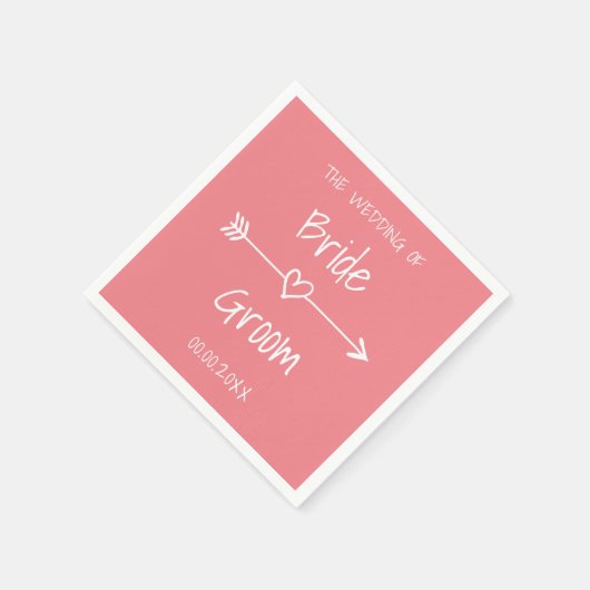 Koraal roze bohemian stijl papier bruiloft servett servetten (Hoek)