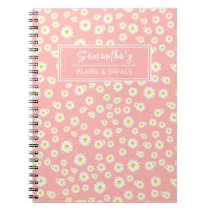 Koraal Roze Boho Lente Madeliefjes Patroon Notitieboek