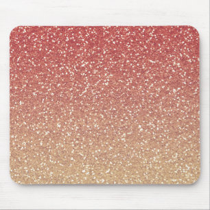 Koraal Roze en Gouden Faux Glitter Muismat