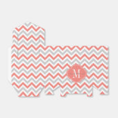 Koraal Roze en Grijs Chevron Patroon met Monogram Bedankdoosjes (Uitgevouwen)