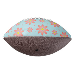 Koraal roze en poeder blauw delicate daisy bloemen american football