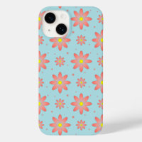 Koraal roze en poeder blauw delicate daisy bloemen