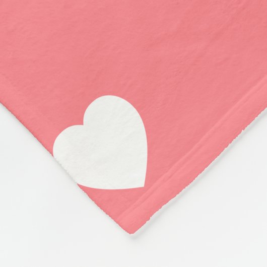 Koraal roze en witte harten gepersonaliseerd fleece deken (Hoek)