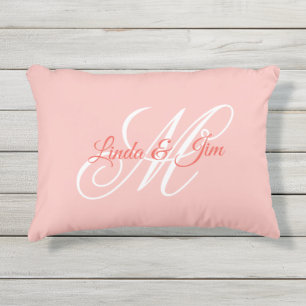 Koraal Roze Fantasie Trouw Monogram Buitenkussen