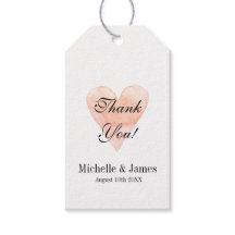 Koraal roze hart bruiloft dank u gunst cadeau labe