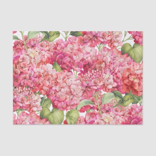  Koraal Roze Hydrangea Floral Pattern Tissuepapier (Voorkant)