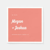 Koraal Roze Minimalistische Script Wedding Servet (Voorkant)