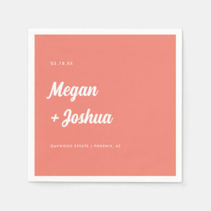 Koraal Roze Minimalistische Script Wedding Servet