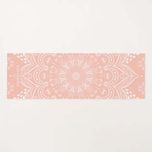 Koraal Roze Mooie Mandala Gepersonaliseerde Boho Yogamat (Voorkant (horizontaal))