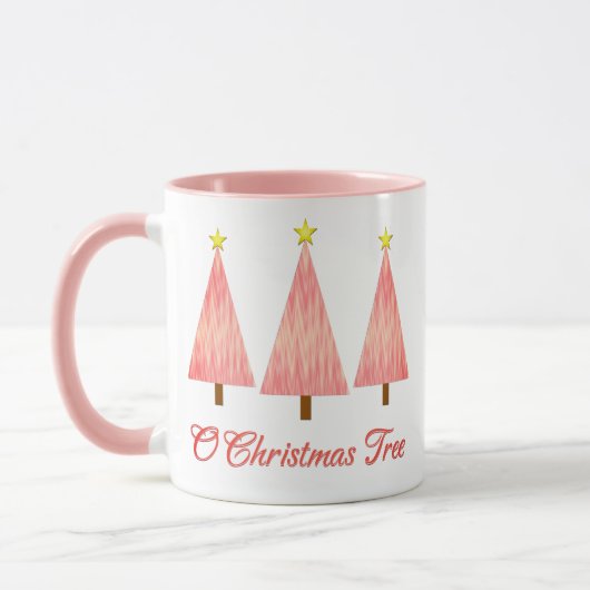 Koraal Roze Ombre Patroon Moderne Kerstbomen Mok (Links)