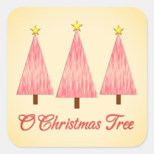 Koraal Roze Ombre Patroon Moderne Kerstbomen Vierkante Sticker