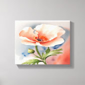 Koraal Roze Poppy Flower Stretched Canvas Print (Voorkant)