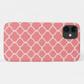  koraal roze quatrefoil patroon Case-Mate iPhone case (Achterkant (horizontaal))