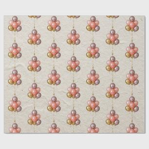 Koraal Roze Rose Goud Ballon Patroon Cadeaupapier