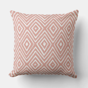 Koraal Roze & Witte Diamant Chevron Geometrisch Kussen