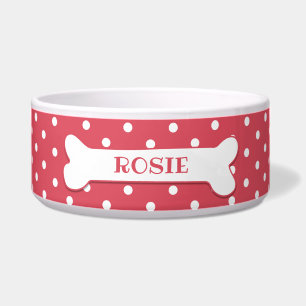 Koraal Roze Witte Stippen Hond Bot Huisdier Naam H Voerbakje