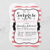 Koraal Roze & Witte Strepen Verjaardagsfeestje Kaart (Voorkant / Achterkant)