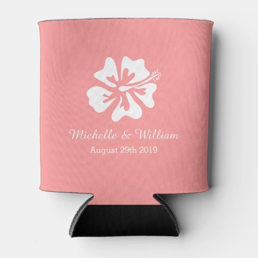 Koraal roze zomerbloem bruiloft koelbox blikjeskoeler (Voorkant)