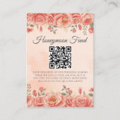 koraal Rozen bruiloft huwelijksreis fonds Informatiekaartje (Voorkant)
