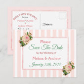 Koraal Rozen Floral Save the Date Briefkaart (Voorkant / Achterkant)