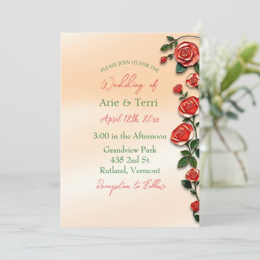 Koraal Rozen Mozaïek Mr. en Mrs Wedding Kaart (Staand voorkant)