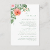 Koraal Sage Romantische Bloemencode QR Detail Brui Informatiekaartje (Voorkant)