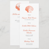 Koraal Schelp Trouwreceptie Diner Menu Kaart (Voorkant / Achterkant)