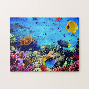 Koraal, schildpad en vis puzzel