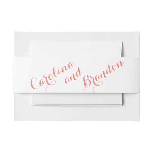 Koraal Script bruiloft uitnodiging buik bands Uitnodigingen Wikkel (Voorkant Voorbeeld)