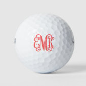 Koraal Script Monogram Gepersonaliseerde Golf Ball Golfballen (Voorkant)
