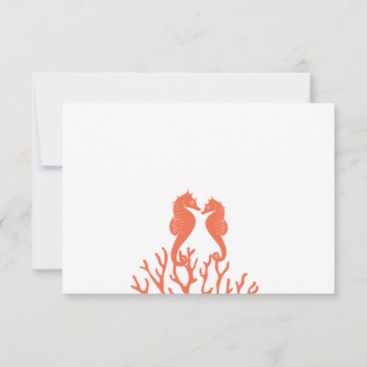 Koraal Seahorse Dank u Bedankkaart (Achterkant)