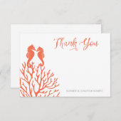 Koraal Seahorse Dank u Bedankkaart (Voorkant / Achterkant)