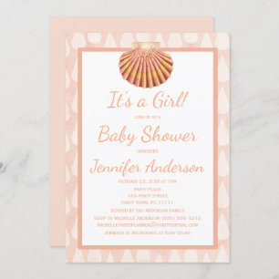 Koraal Seashell Baby shower Kaart
