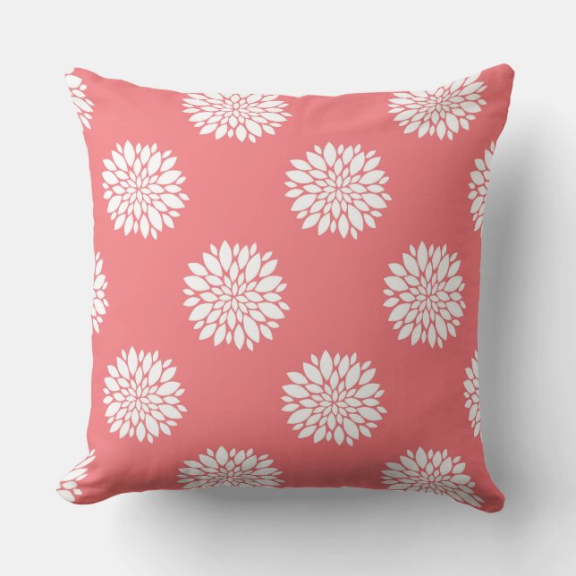 Koraal Sierkussen met witte dahlias (Voorkant)