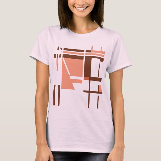 Koraal Sinaasappel Bruin Geometrische Abstracte MC T-shirt (Voorkant)