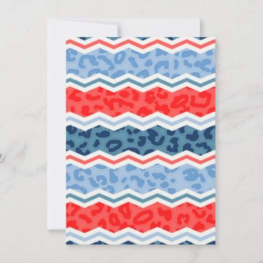 Koraal Sinaasappel en lichtblauwe luipaardprint Kaart (Achterkant)