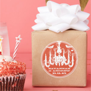 Koraal Sinaasappel  Love Bird kroonluchter Ronde Sticker