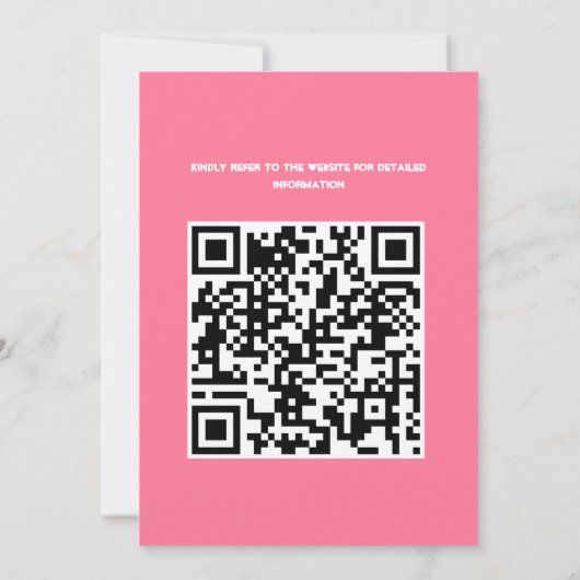 Koraal Sinaasappel Zalm Roze Bloemen QR Code Huwel Kaart (Achterkant)