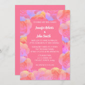 Koraal Sinaasappel Zalm Roze Bloemen QR Code Huwel Kaart (Voorkant / Achterkant)