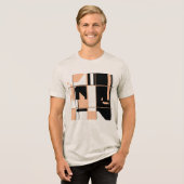 Koraal Sinaasappel Zwart Abstract Art Gameboard De Tri-Blend Shirt (Voorkant volledig)