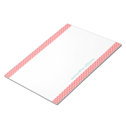 Koraal Stip en Stripes Patroon Notitieblok (Schuin)