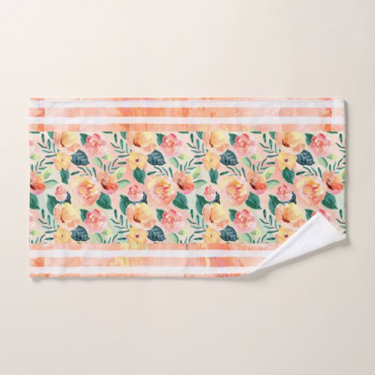 Koraal Striped Floral Bath Towel Set Bad Handdoek (Handdoek)