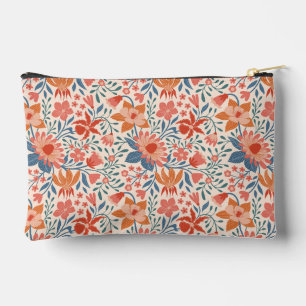 Koraal & Teal Tuinbloemen op Zachte Beige Etui