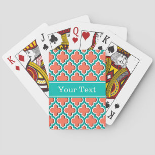 Koraal Teal Witte Marokkaanse #5DS Naam Mon Pokerkaarten
