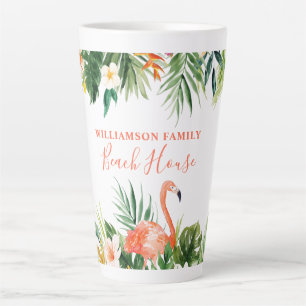 Koraal Tropische Floral Beach House Large Latte Mok