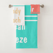 Koraal Turquoise White Beach Typografie Bad Handdoek (Insitu)